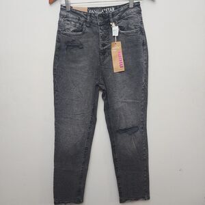 NEW Vanilla Star Super High Rise Tapered Leg Distressed Mom Jeans - w25 / Size 1